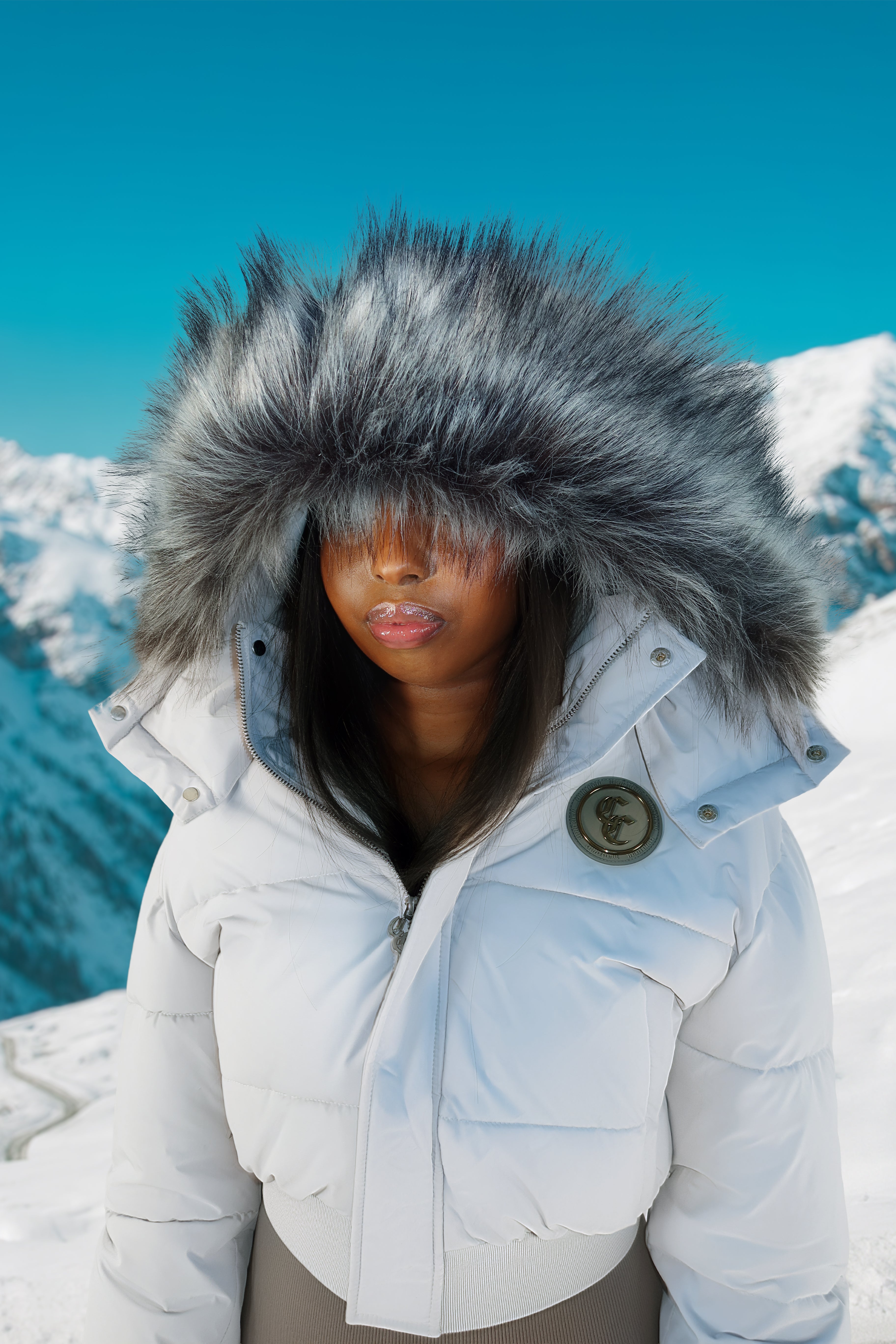 Arctic Grey Cropped Puffer Jacket