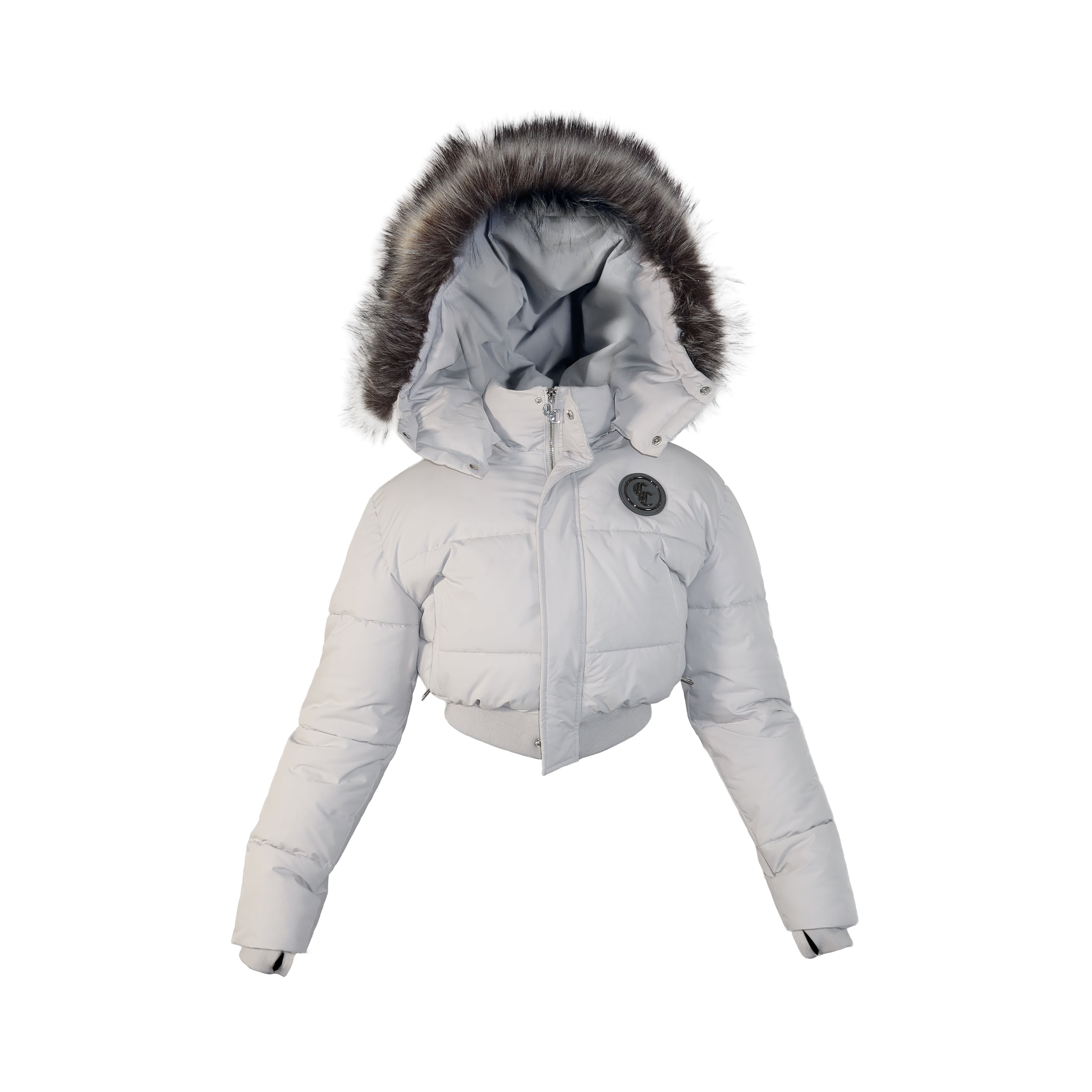 Arctic Grey Cropped Puffer Jacket
